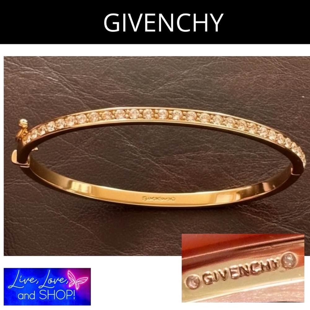 A-1DC-42: GIVENCHY Pave Crystals Rose-Gold Bracelet, EUC